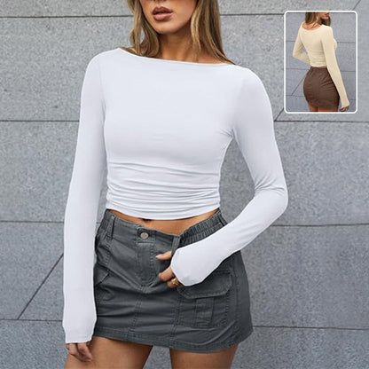 Lisa – Slim Fit Langarm-T-Shirt mit Rundhalsausschnitt