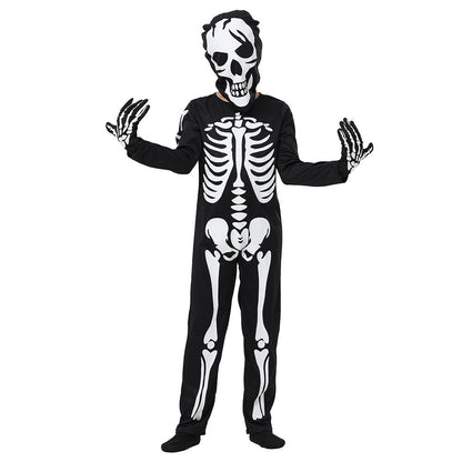 Halloween Kinder Skelett Kostüm – Leuchtender Ganzkörperanzug für Jungen und Mädchen – Perfekt für Halloween-Partys & Trick-or-Treat