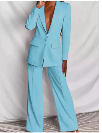 Damen Business Anzug Set – Eleganter Blazer mit weiter Hose für Büro, Events & Alltag