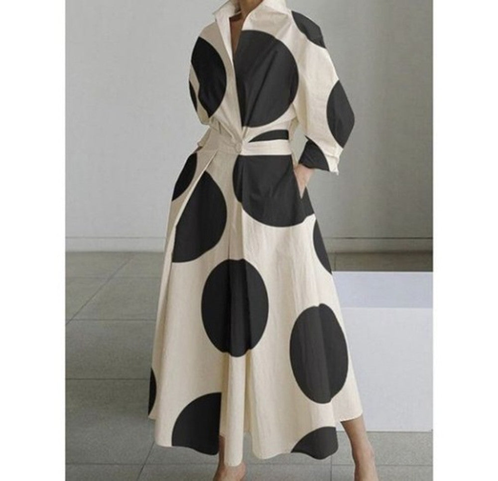 Charlotte – Langärmliges Blusen-Kleid mit elastischer Taille