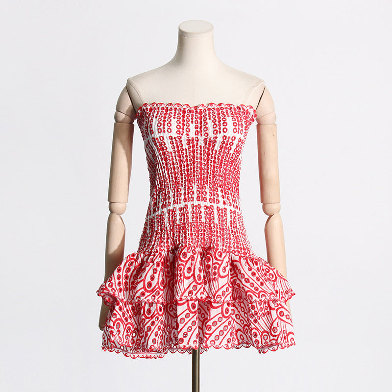 Wendy – A-Linien-Kleid mit Rüschen und modischem Druck für Strandpartys