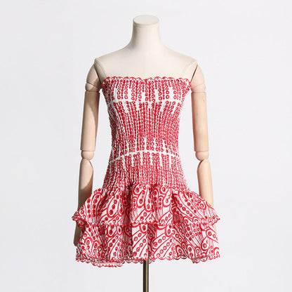 Wendy – A-Linien-Kleid mit Rüschen und modischem Druck für Strandpartys