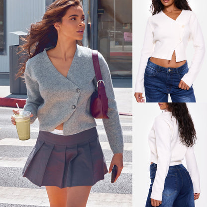 Tanya – Knopf-Cardigan aus veganem Material