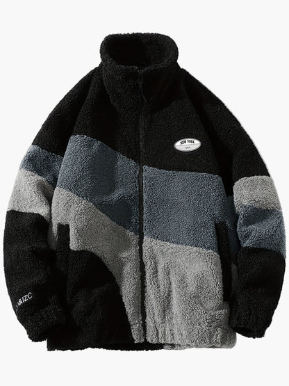 Herren Preppy Style Softshelljacke mit Farbblock-Design und Stehkragen – Freizeitjacke mit Reißverschluss