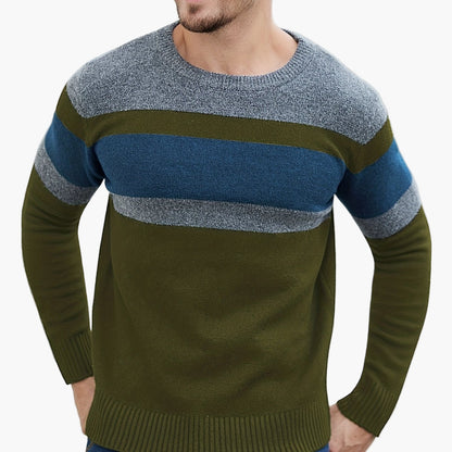 Herren Strickpullover mit Streifenmuster – Modischer Freizeitpullover für Herbst und Winter