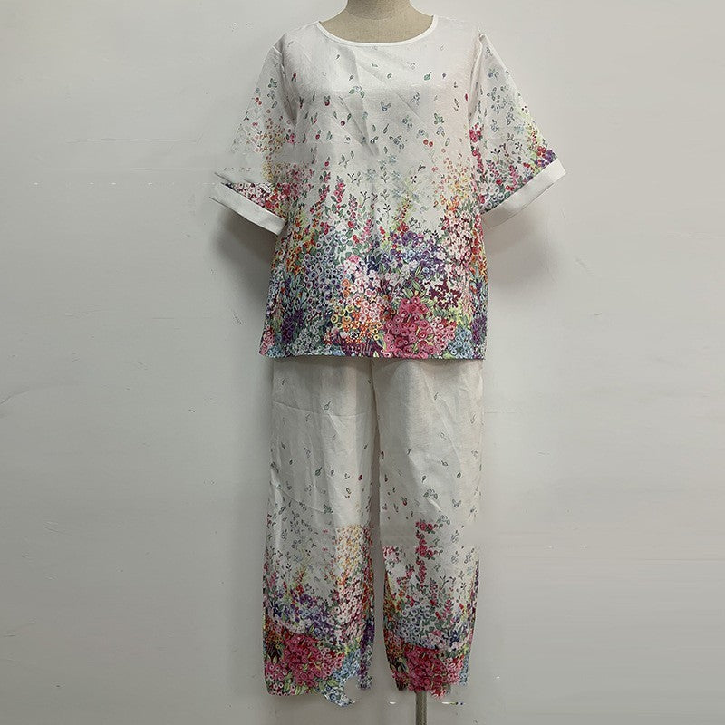 Adele – Bedrucktes Damen-Ensemble mit Pflanzenmuster