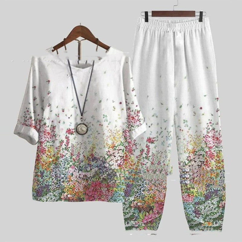 Adele – Bedrucktes Damen-Ensemble mit Pflanzenmuster