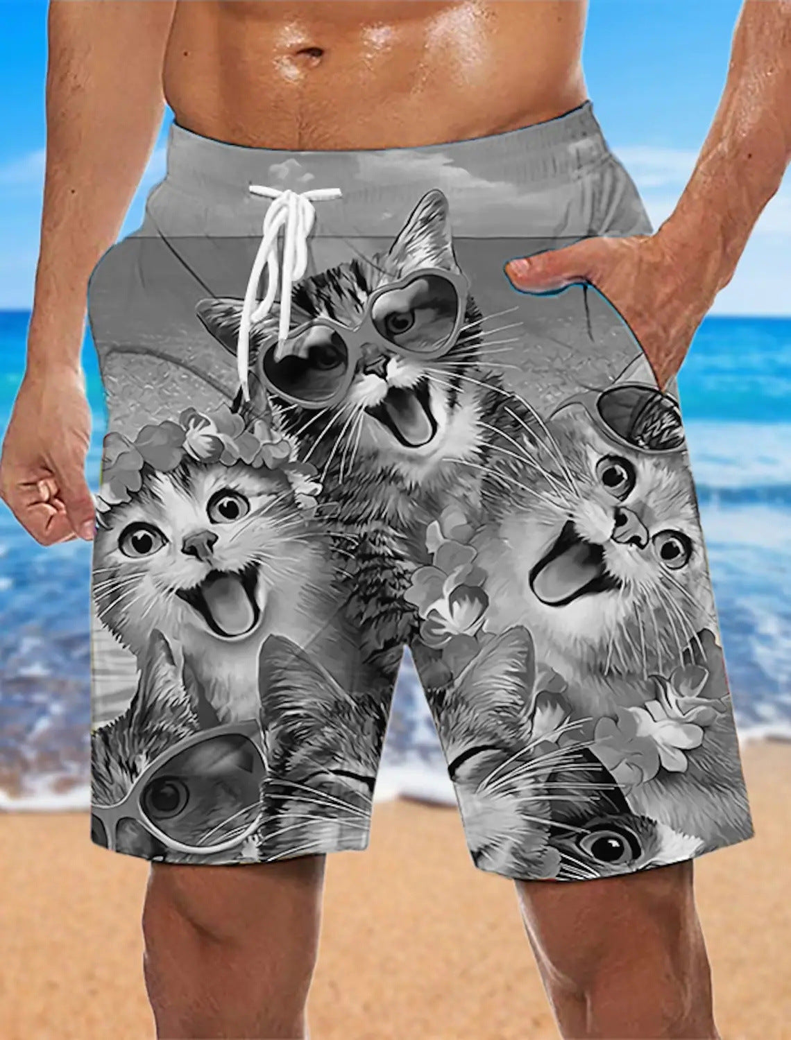 Howard – Lockere Herren Strandhose mit 3D-Print-Muster