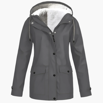 Damen Fleece Gefütterte Regenjacke für Winter Outdoor & Alltag – CozyShield Stilvoll & Warm