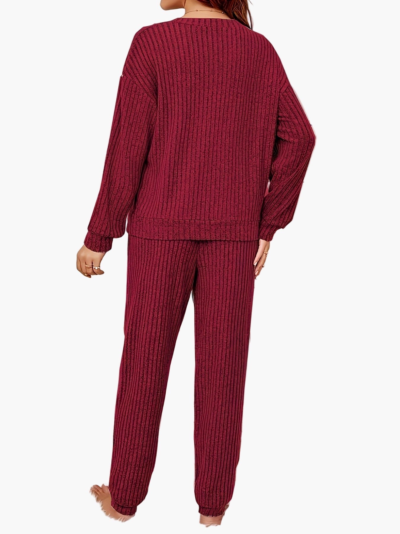 Damen Pyjama Set Lounge Homewear mit Strick-Design – Bequemes Freizeit-Outfit für Zuhause