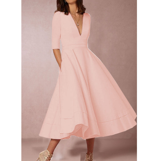 Alison – V-Ausschnitt Kleid im Retro 60er Swing Stil