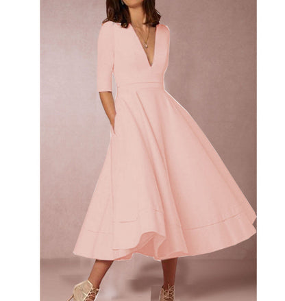 Alison – V-Ausschnitt Kleid im Retro 60er Swing Stil