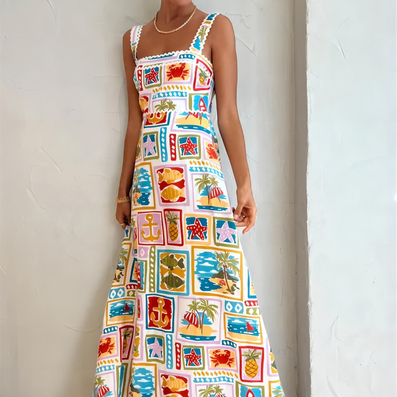 Audrey – Graffiti Träger-Röhrenkleid