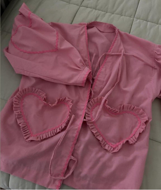 Kim – Kariertes Damen V-Ausschnitt Shirt mit Tasche und Langarm