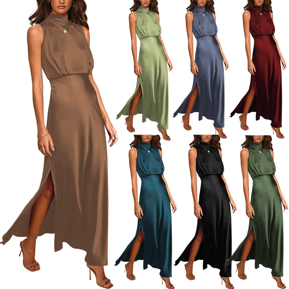Judith – Satin-Kleid mit Stehkragen