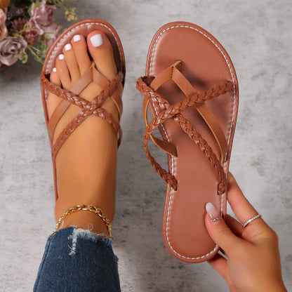 Elizabeth – Kreuzgewebte Zehensandalen Sommer Flache Schuhe