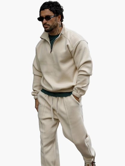 Herren Freizeit Trainingsanzug mit Reißverschluss – Modischer Streetwear Jogginganzug für Alltag und Sport