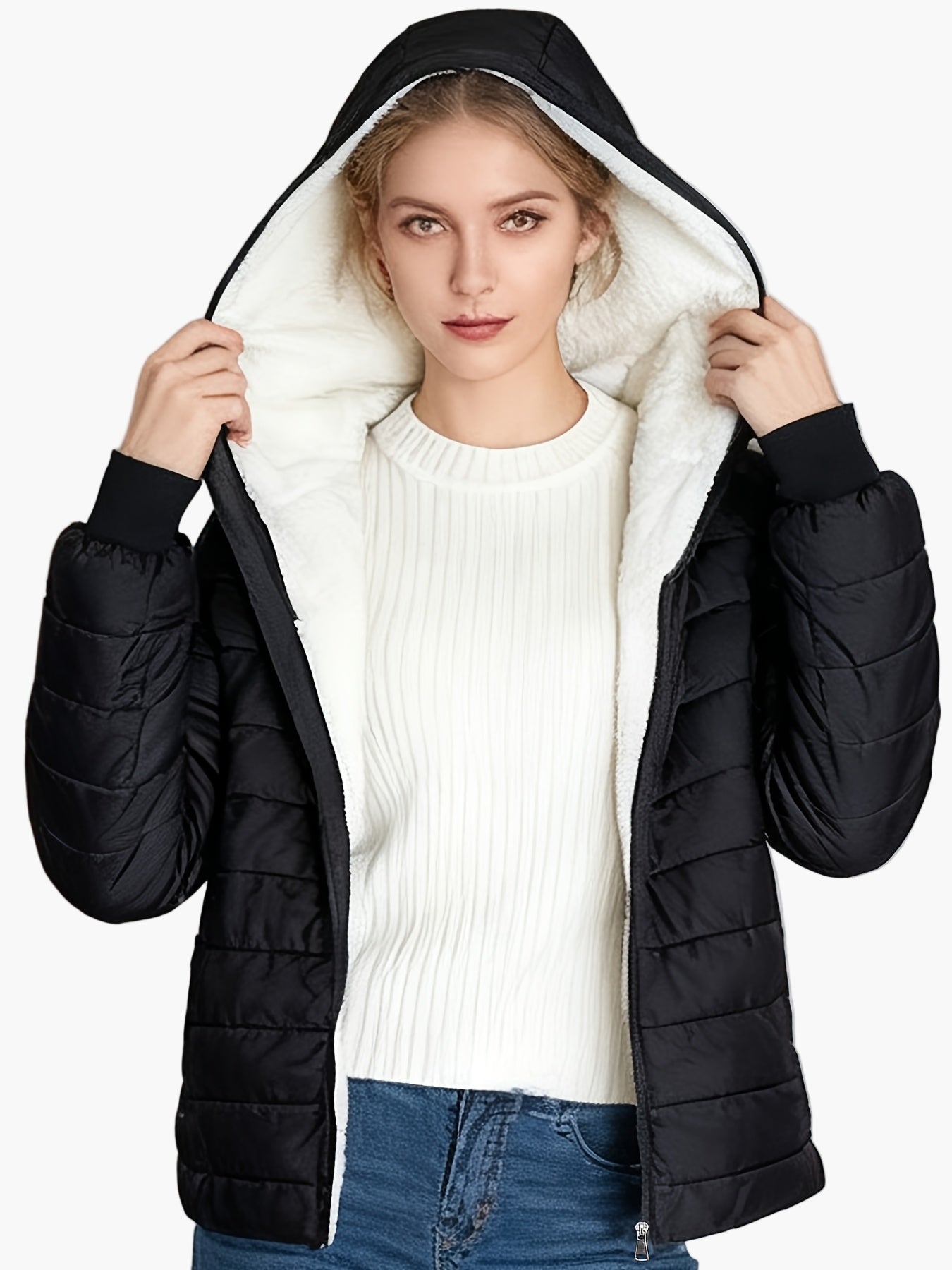 Damen Winter Steppjacke mit Kapuze – Eleganter Alltags-Look, Warm und Bequem