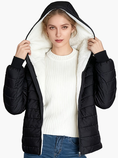 Damen Winter Steppjacke mit Kapuze – Eleganter Alltags-Look, Warm und Bequem
