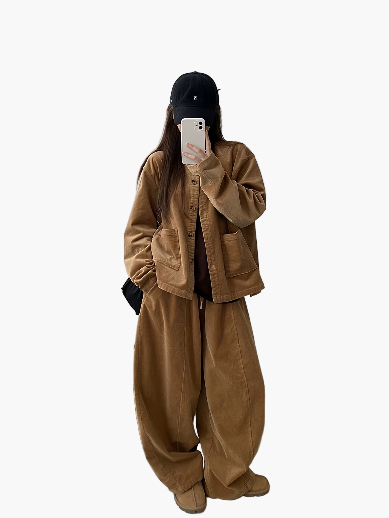 Damen Oversize Anzug Zweiteiler Set Elegant Lässig Herbst Winter