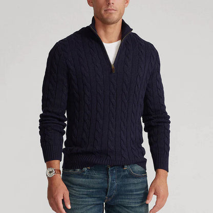 Herren Strickpullover mit Zopfmuster – Klassischer Stil für Büro und Freizeit