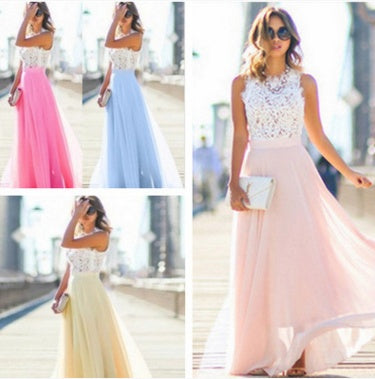 Jane – Überlängendes Chiffonkleid mit Spitzenakzenten