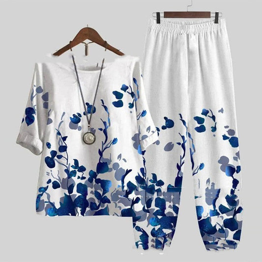 Adele – Bedrucktes Damen-Ensemble mit Pflanzenmuster