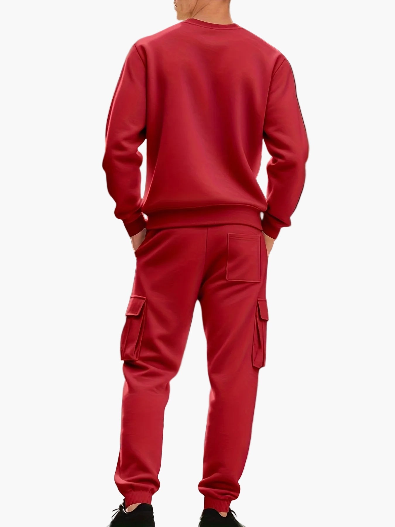 Herren Freizeit-Sweatshirt und Cargo-Jogginghose Set – Sportlicher Streetstyle für Alltag und Fitness