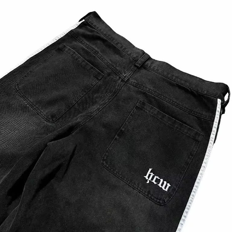 Jake – Vintage gestreifte gestickte Jeans für Herren