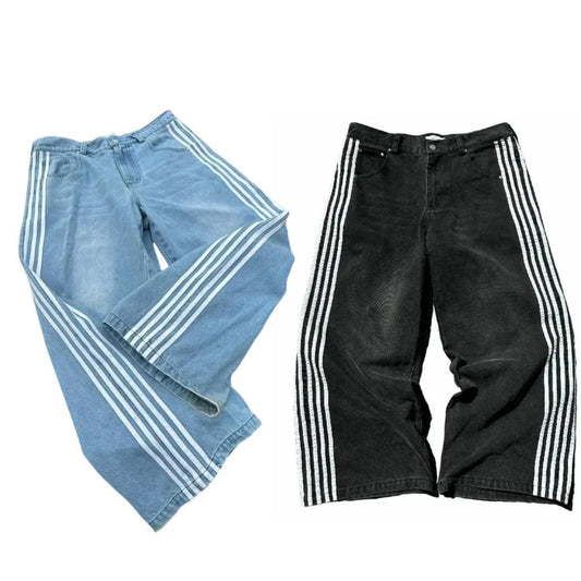 Jake – Vintage gestreifte gestickte Jeans für Herren