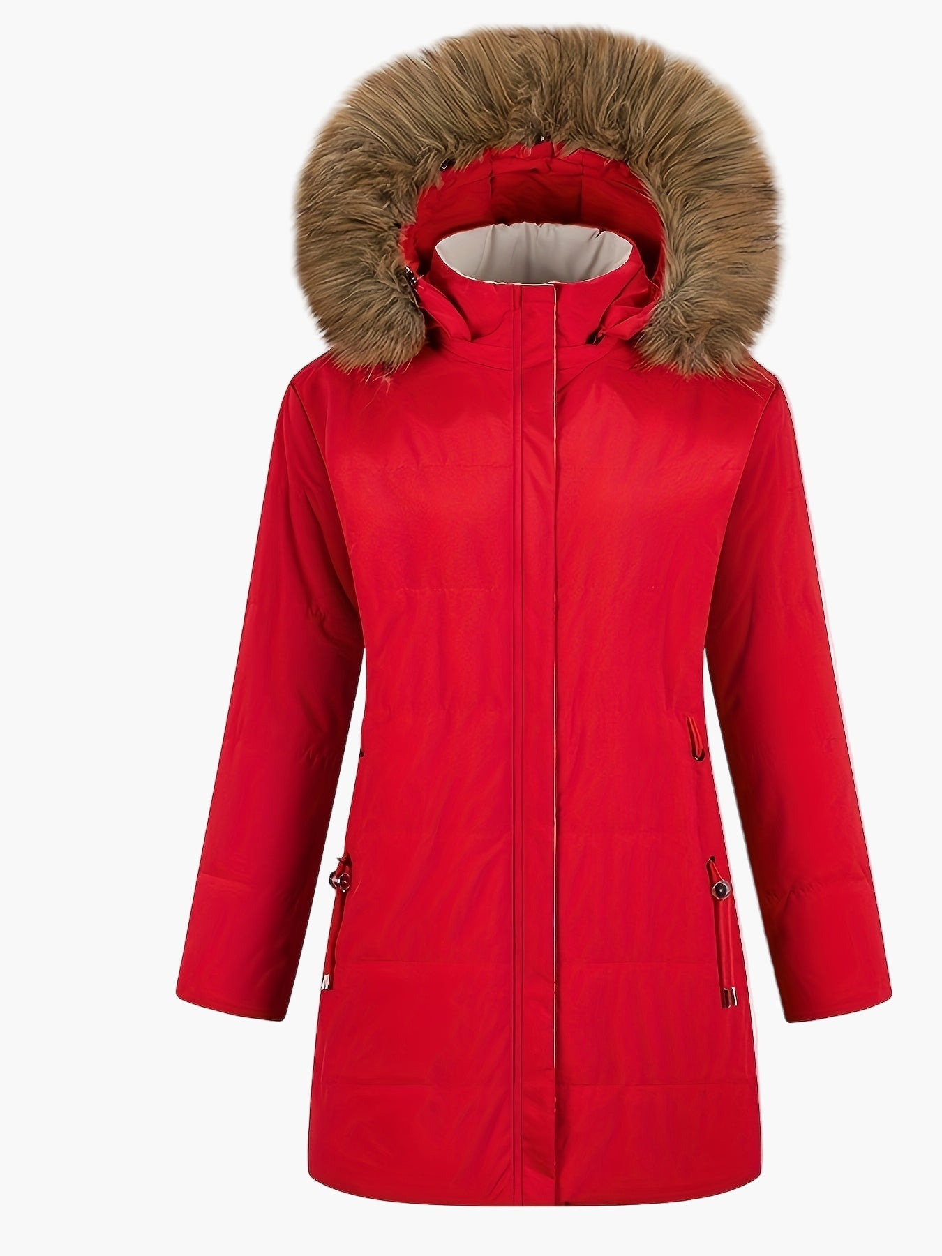 Damen Winterparka mit Kapuze und Kunstpelz – Modische warme Jacke für kalte Tage