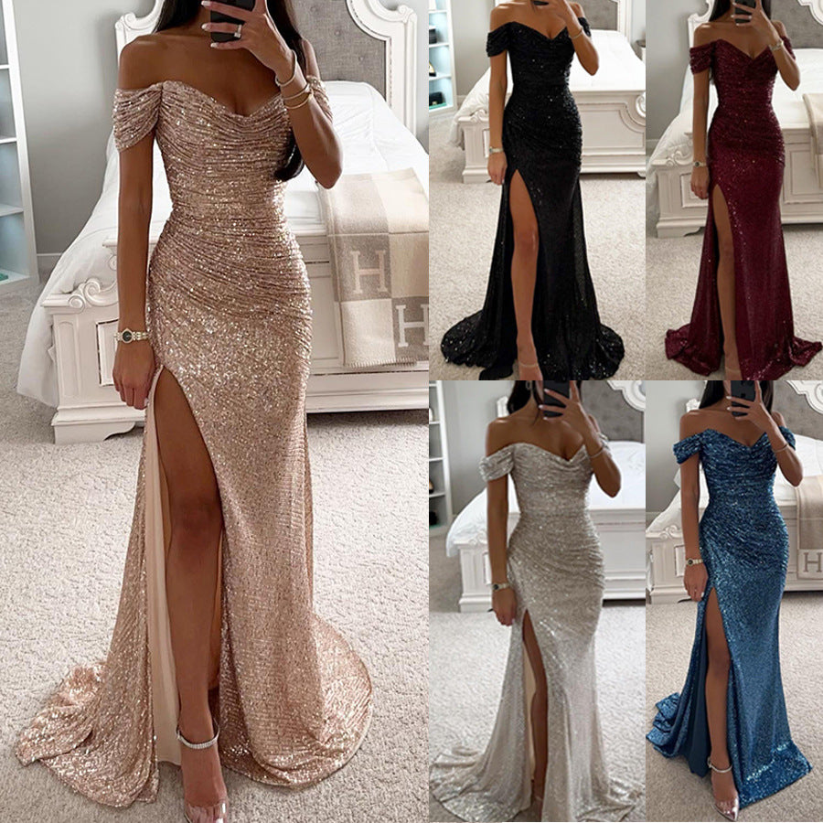 Lucy – Partykleid mit Pailletten und schulterfreiem Schnitt