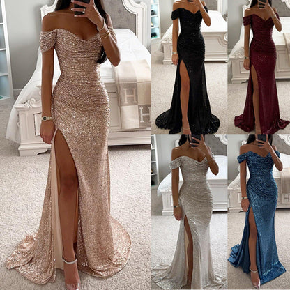 Lucy – Partykleid mit Pailletten und schulterfreiem Schnitt