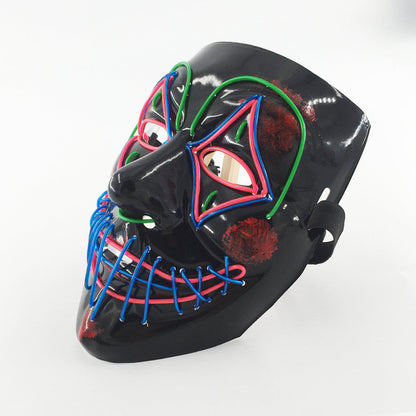 Halloween LED Leuchtmaske für Erwachsene – Gruselige Party- und Kostüm-Maske mit Neon-Effekt
