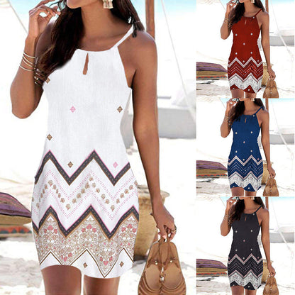 Amanda – Bedrucktes ärmelloses Casual Minikleid für den Strand