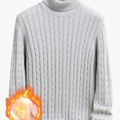 Herren Rollkragenpullover mit Zopfmuster – Stilvoller Freizeit-Strickpullover