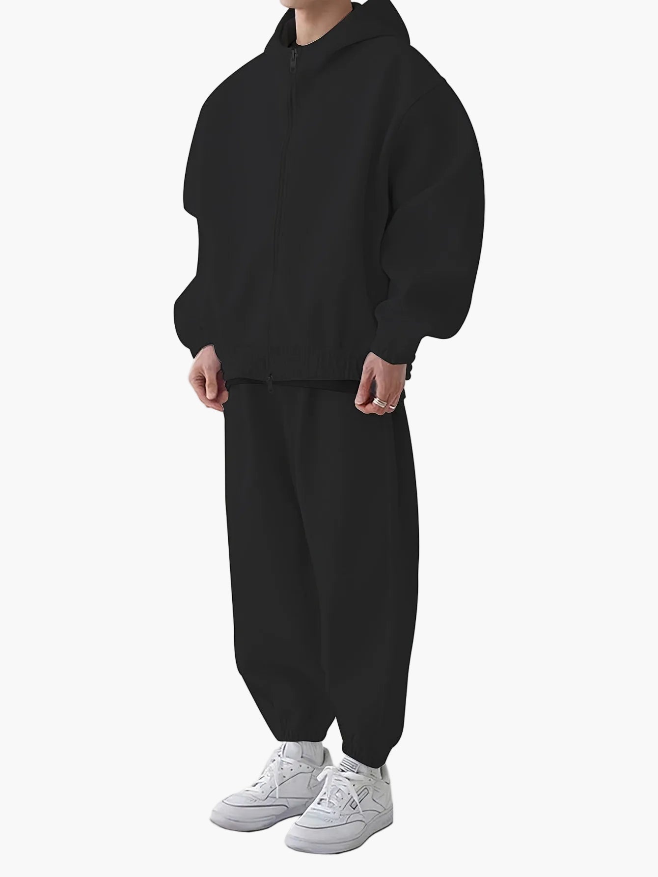 Herren Oversize Trainingsanzug mit Kapuze – Sportlicher Freizeit Zweiteiler