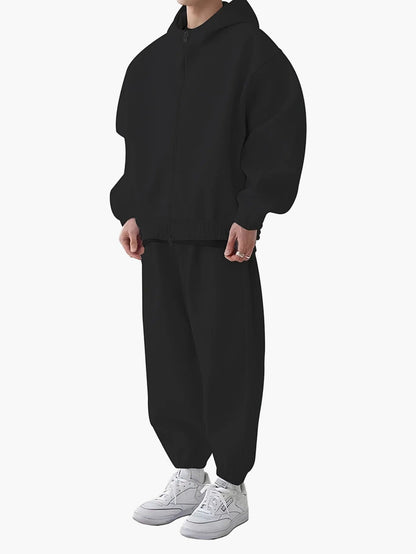 Herren Oversize Trainingsanzug mit Kapuze – Sportlicher Freizeit Zweiteiler