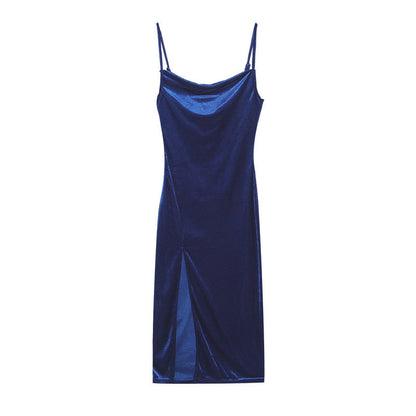 Pamela – Schickes Trägerkleid mit Spalt und ärmellos in soliden Farben