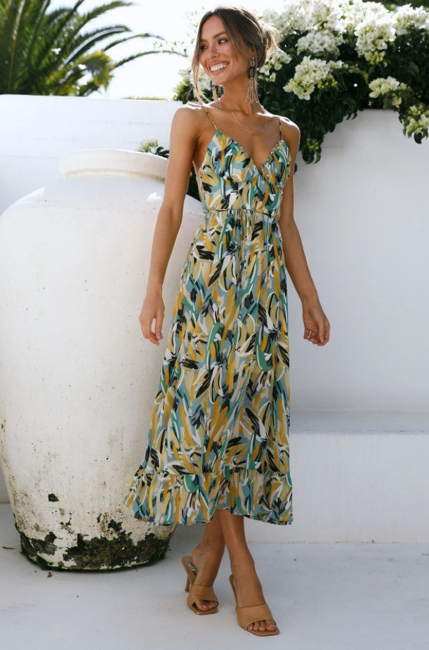 Diana – Boho-Schulterfreies Print-Kleid