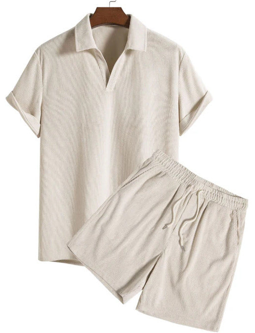 Joanne – Freizeitset aus Cord mit Kurzarmhemd und Shorts