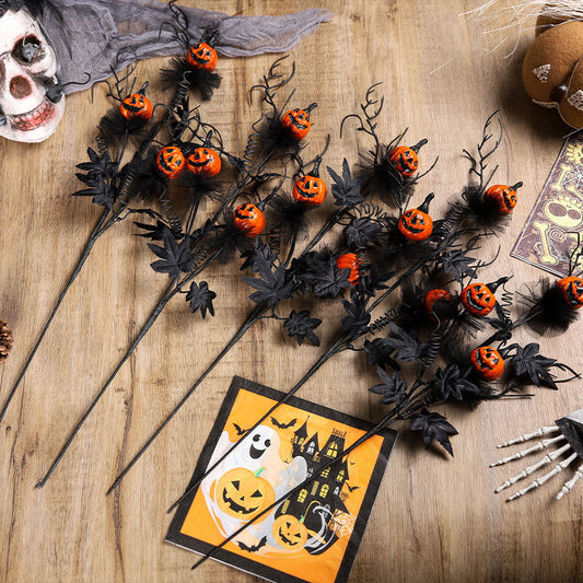 Halloween Kürbis Dekozweige für gruselige Party- und Tischdekoration