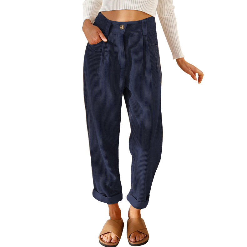 Marie – Hochtaillierte lässige Cordhose mit geradem Schnitt