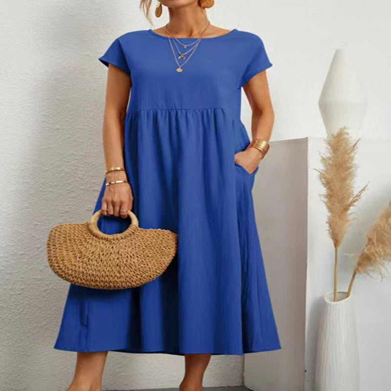 Audrey – Ärmelloses Baumwoll-Leinen-Kleid mit Taschen