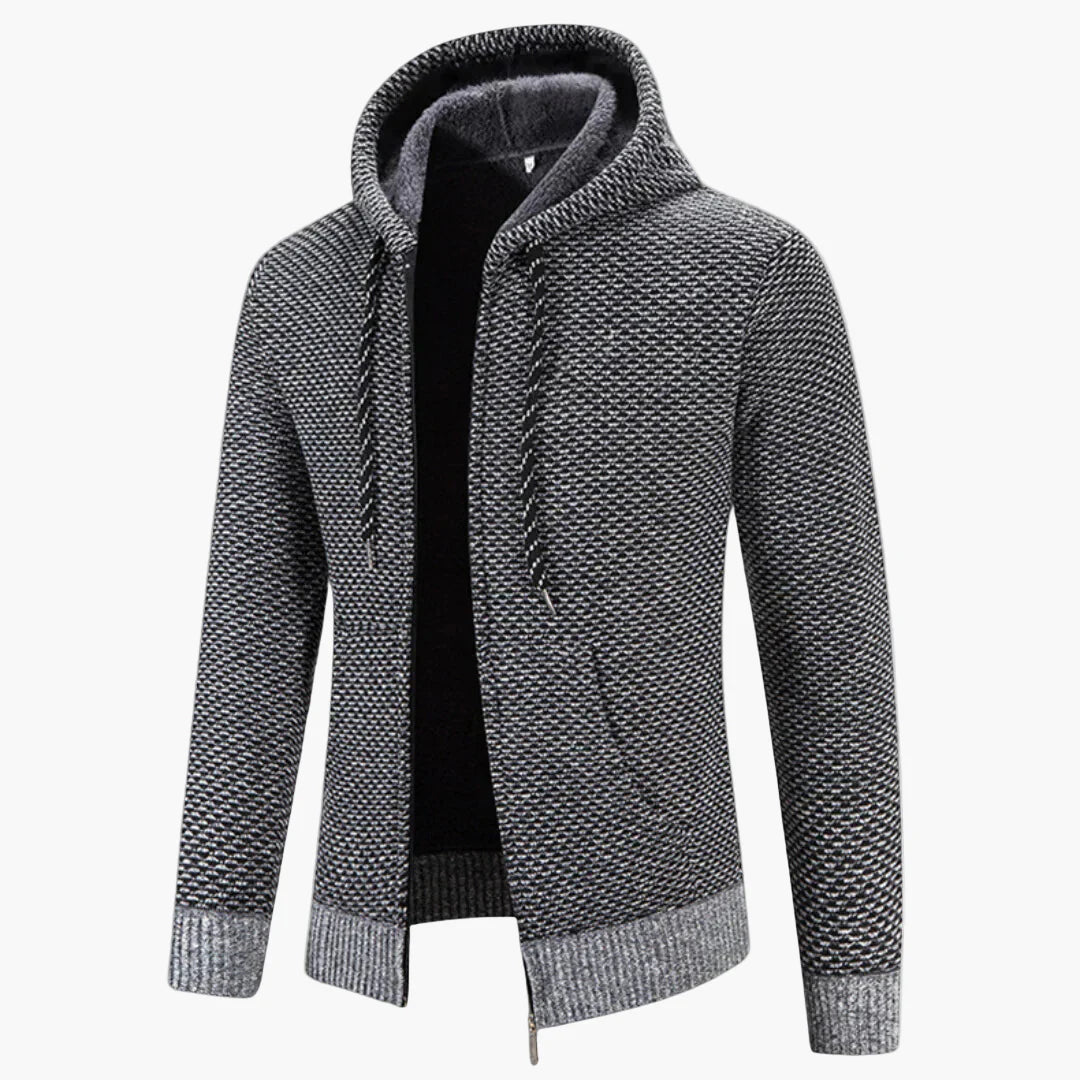 Herren Strick-Kapuzenjacke für Herbst & Winter – Modisches Freizeit-Outfit mit Reißverschluss