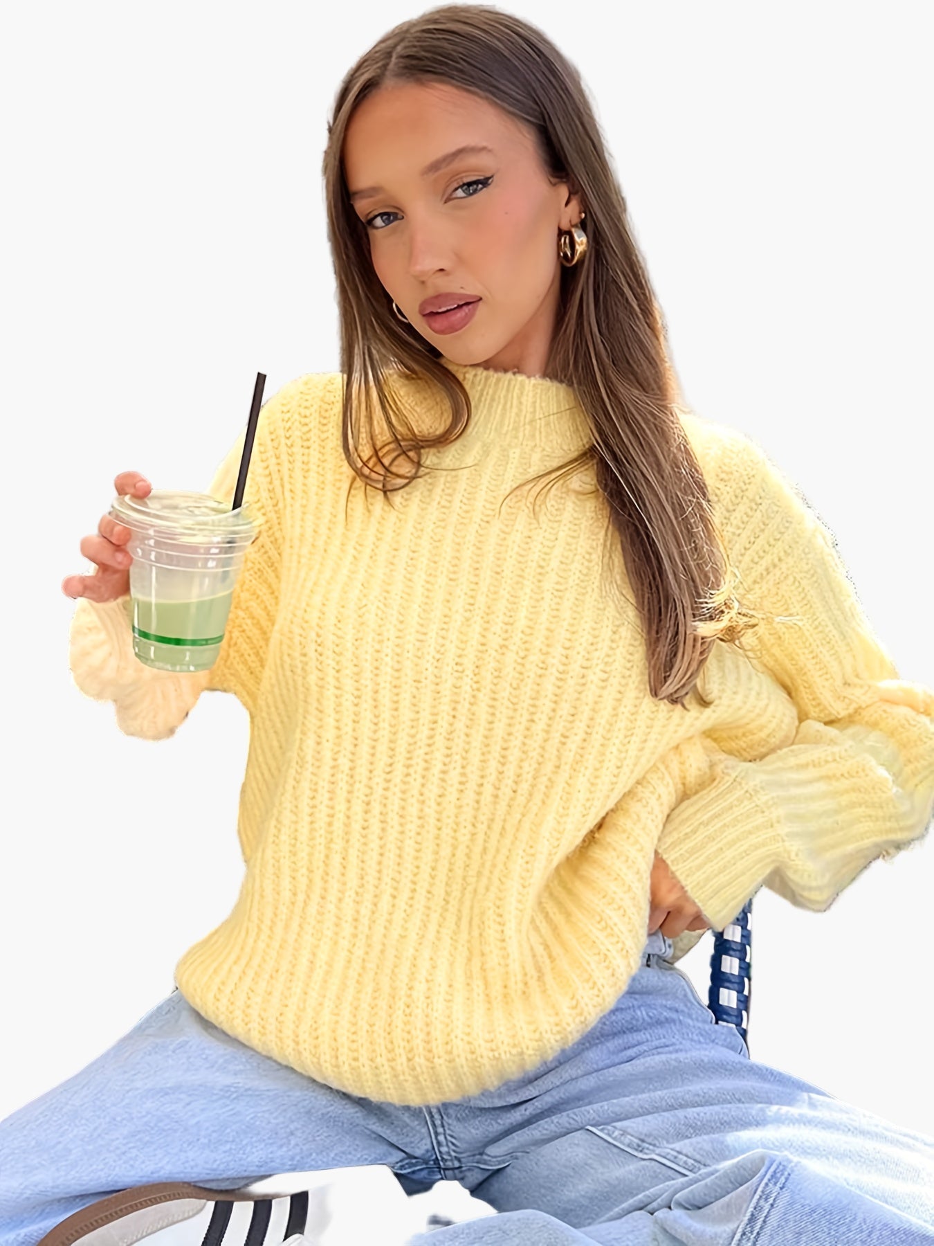 Damen Strickpullover Lockerer Schnitt Casual Herbst Winter Modestil