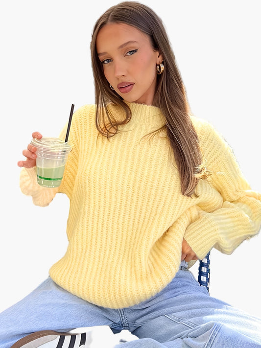 Damen Strickpullover Lockerer Schnitt Casual Herbst Winter Modestil