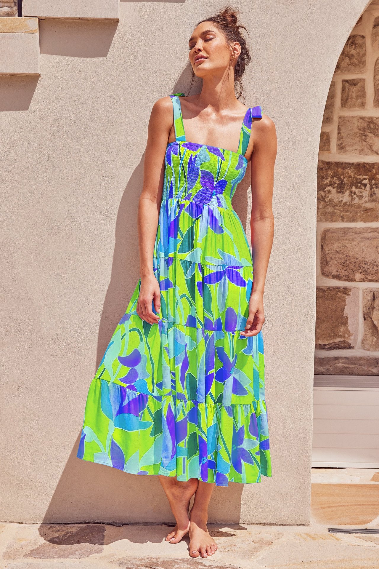 Tamara – Langes Kleid mit Sling-Tie-Druck