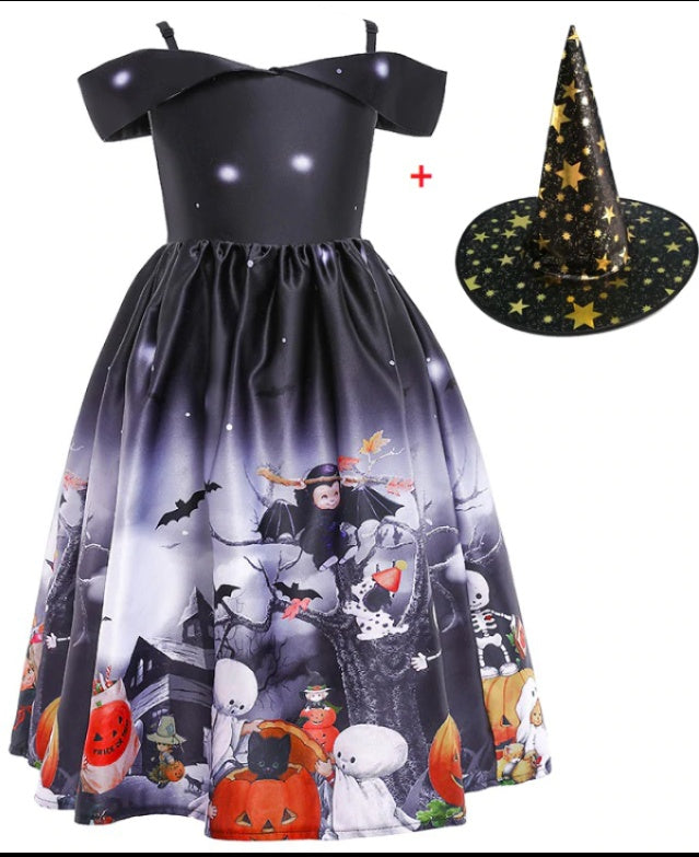 Sophie – Halloween Prinzessinkleid mit Halloween-Print