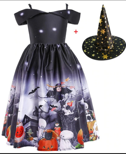 Sophie – Halloween Prinzessinkleid mit Halloween-Print